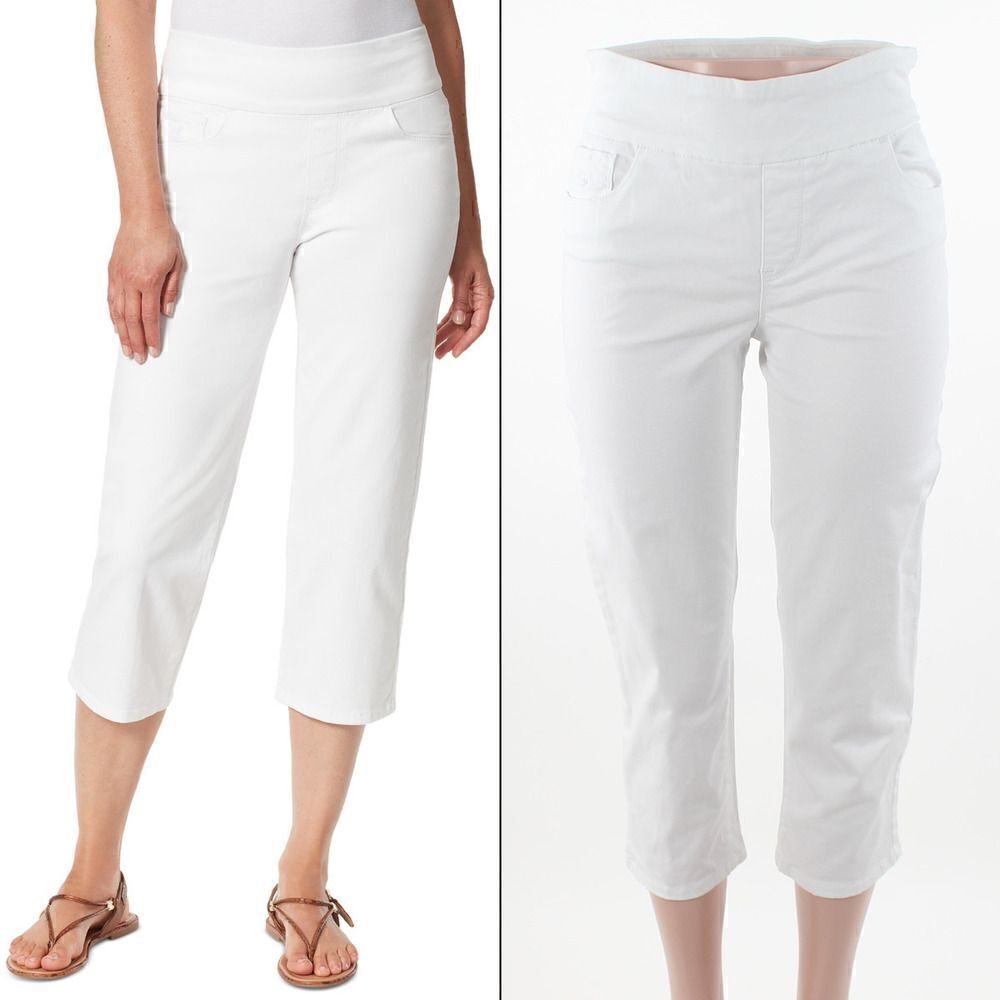 Gloria Vanderbilt Amanda Pull-On Capri Jeans Vintage White